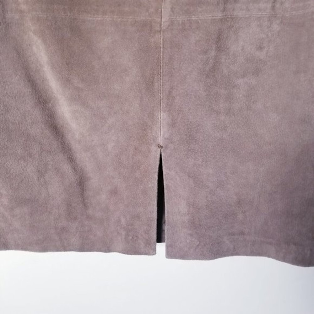 St. John's Bay Women 12 Brown Genuine Leather Suede Fully Lined Back Zip Skirt - Picture 4 of 9